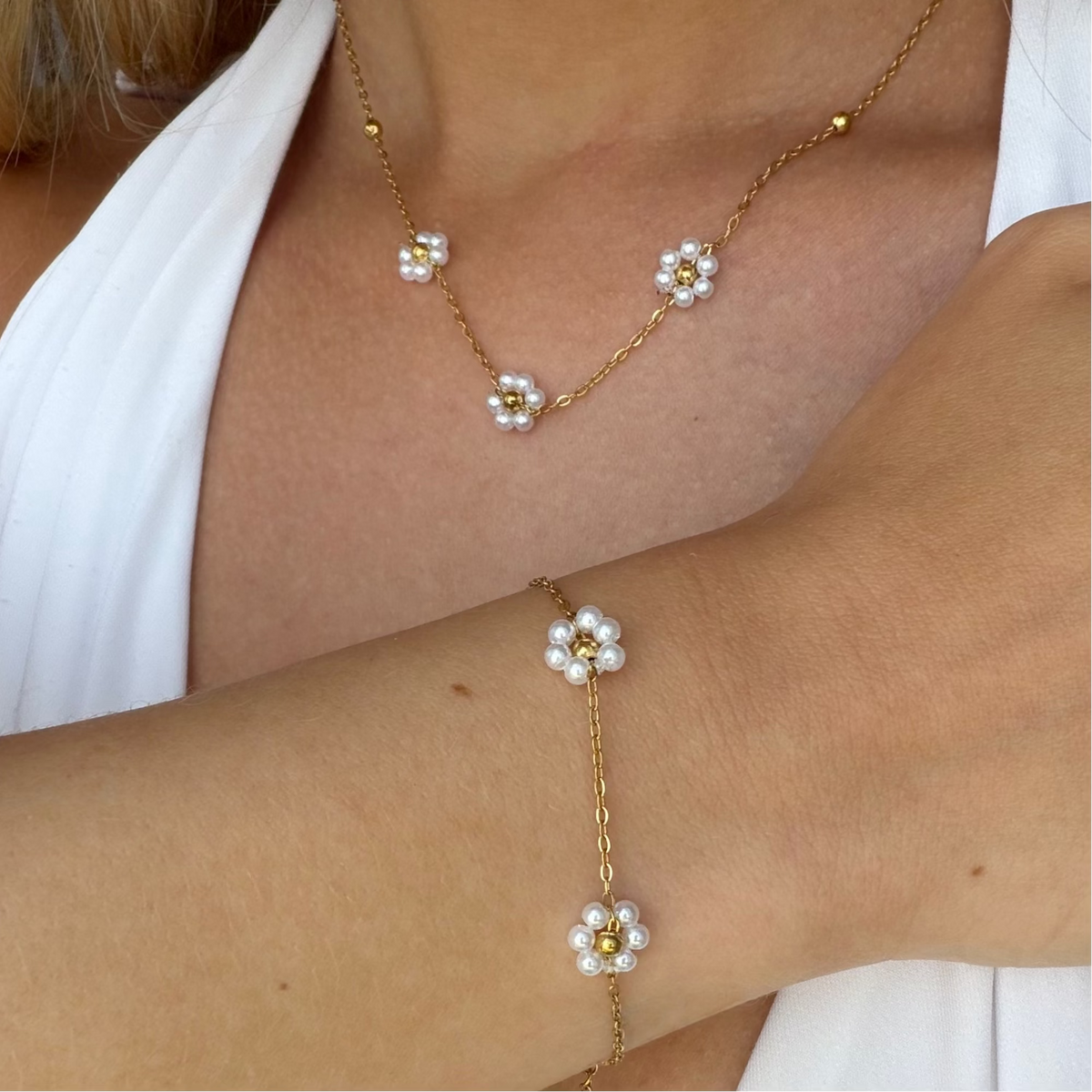 Daisy Summer Necklace & Bracelet Set - EVRYJEWELS