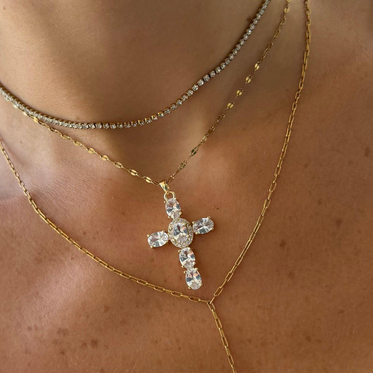 Heavenly Glow Cross Necklace