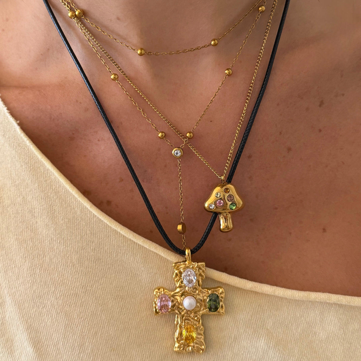 Popstar Cross Cord Necklace